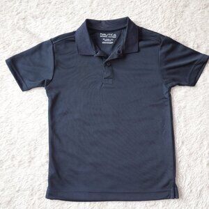 Boys Size 7 Nautica Uniform Short Sleeve Performance Polo, Navy Blue, NWOT
